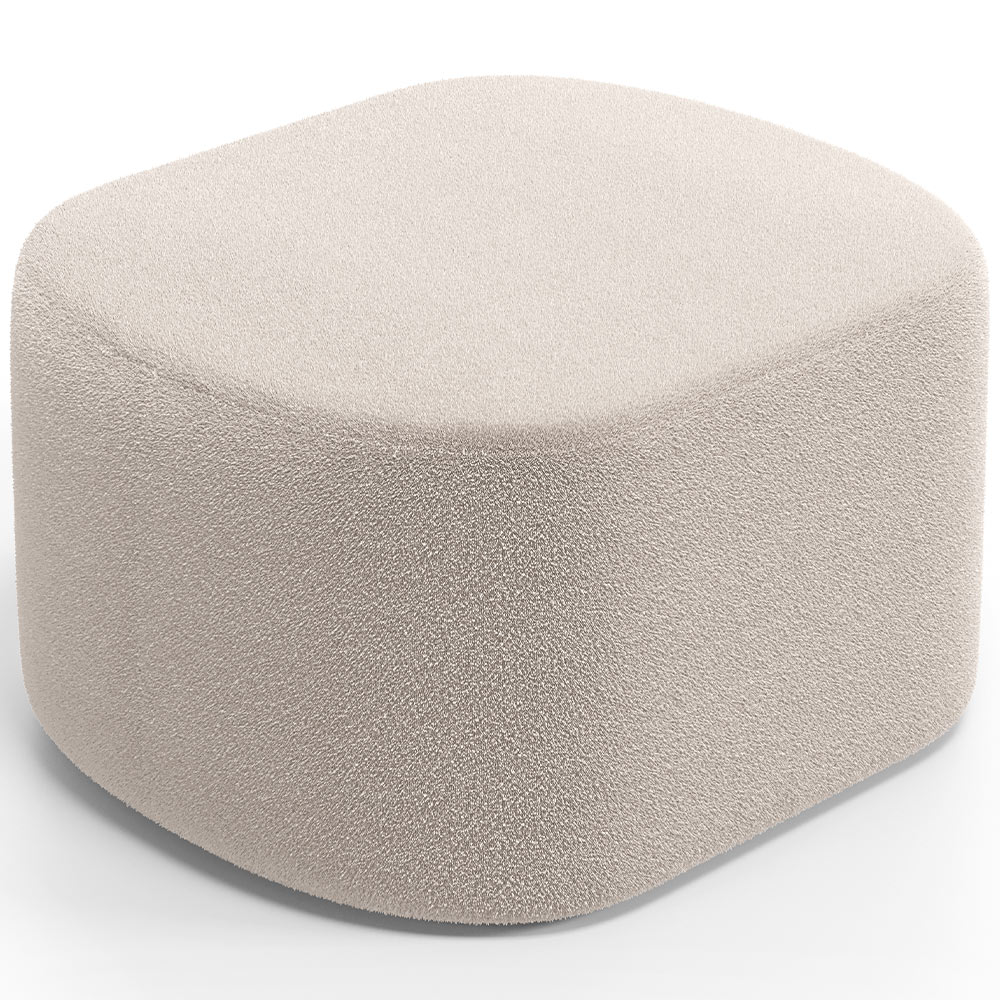 Kit 2 Puffs Decorativos Orgânico para Living Quarto 70cm Doha W01 Bouclê Creme - Lyam Decor