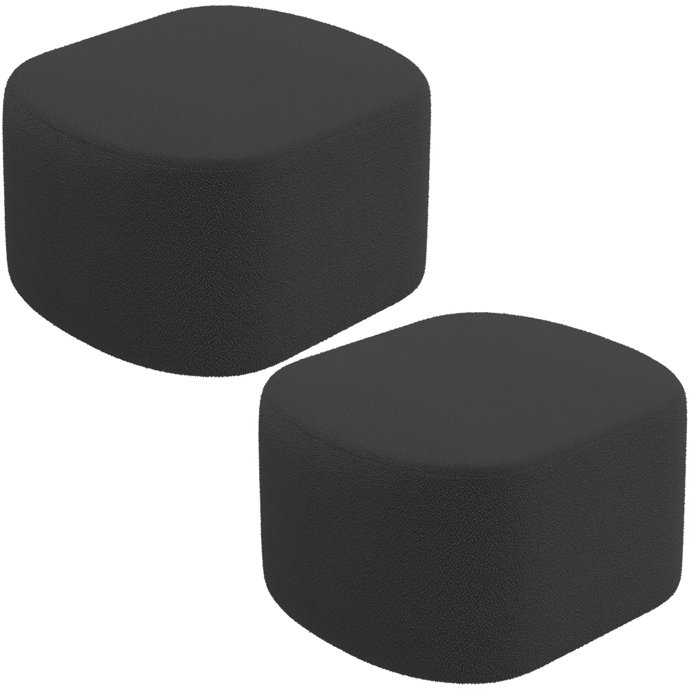 Kit 2 Puffs Decorativos Orgânico para Living Quarto 70cm Doha W01 Bouclê Preto - Lyam Decor