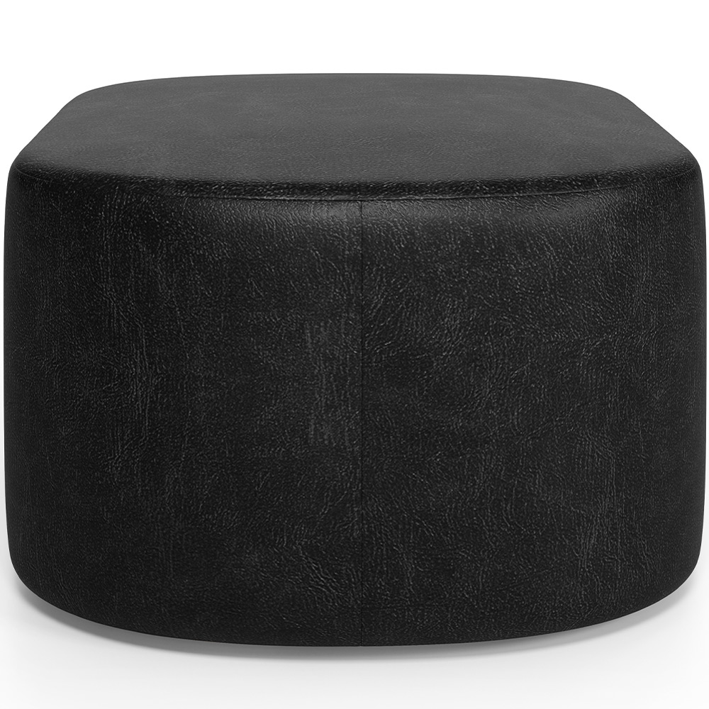 Kit 2 Puffs Decorativos Orgânico para Living Quarto 70cm Doha W01 Couríssimo Preto - Lyam Decor