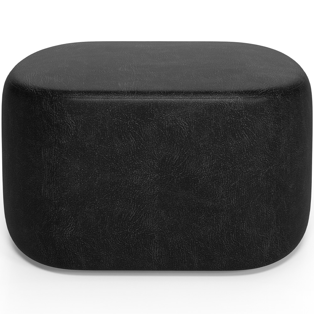Kit 2 Puffs Decorativos Orgânico para Living Quarto 70cm Doha W01 Couríssimo Preto - Lyam Decor