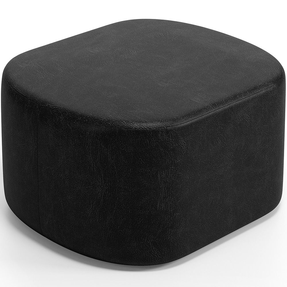 Kit 2 Puffs Decorativos Orgânico para Living Quarto 70cm Doha W01 Couríssimo Preto - Lyam Decor