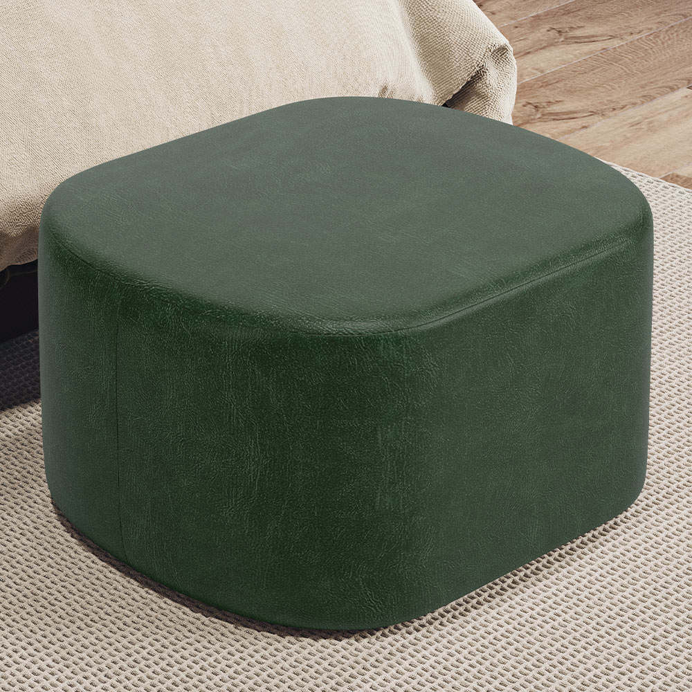 Kit 2 Puffs Decorativos Orgânico para Living Quarto 70cm Doha W01 Couríssimo Verde Musgo - Lyam Decor