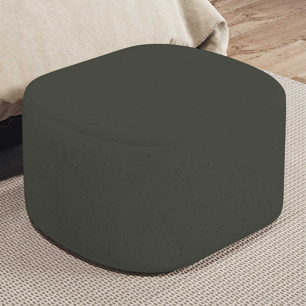Kit 2 Puffs Decorativos Orgânico para Living Quarto 70cm Doha W01 Linho Verde Musgo - Lyam Decor