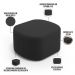 Kit 2 Puffs Decorativos Orgânico para Living Quarto 70cm Doha W01 Suede Preto - Lyam Decor