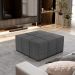 Kit 2 Puffs Decorativos Para Sala de Estar Quadrado Milano 90x90 W01 Linho Cinza Escuro - Lyam Decor
