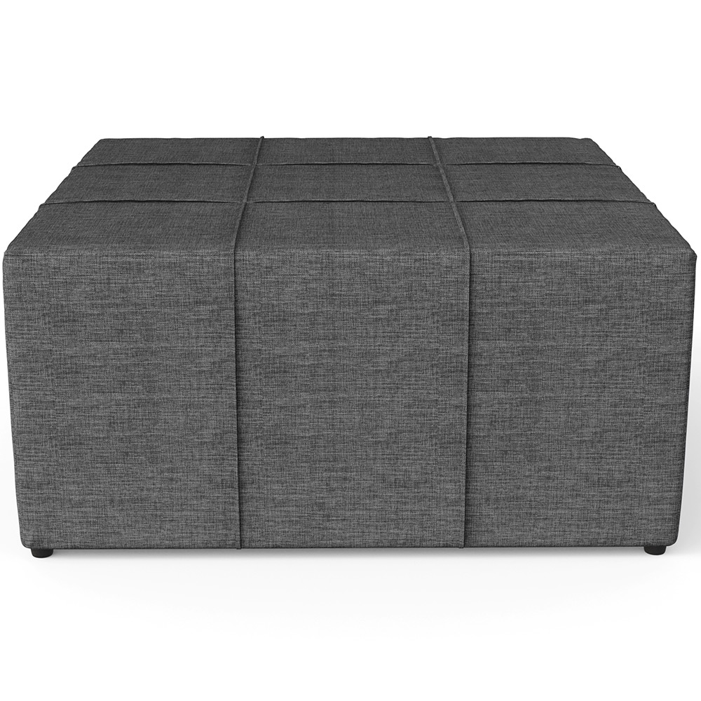 Kit 2 Puffs Decorativos Para Sala de Estar Quadrado Milano 90x90 W01 Linho Cinza Escuro - Lyam Decor