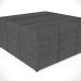 Kit 2 Puffs Decorativos Para Sala de Estar Quadrado Milano 90x90 W01 Linho Cinza Escuro - Lyam Decor