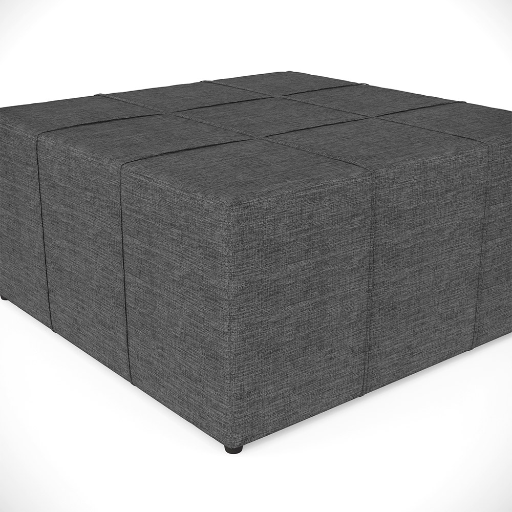 Kit 2 Puffs Decorativos Para Sala de Estar Quadrado Milano 90x90 W01 Linho Cinza Escuro - Lyam Decor