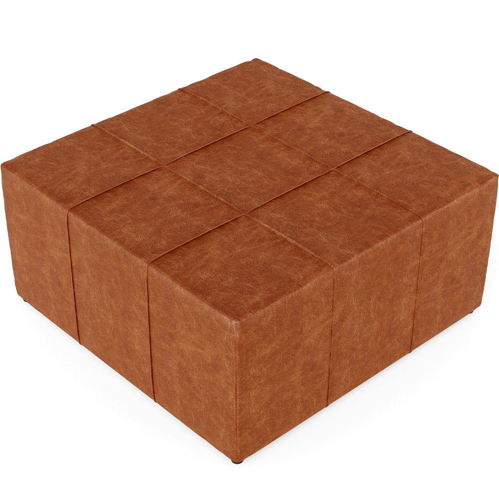 Kit 2 Puffs Decorativos Para Sala de Estar Quadrado Milano 90x90cm W01 Couríssimo Camel - Lyam Decor