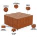 Kit 2 Puffs Decorativos Para Sala de Estar Quadrado Milano 90x90cm W01 Couríssimo Camel - Lyam Decor