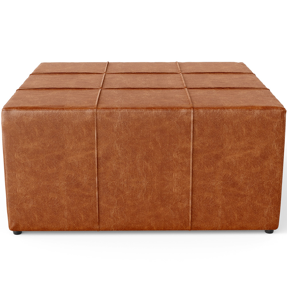 Kit 2 Puffs Decorativos Para Sala de Estar Quadrado Milano 90x90cm W01 Couríssimo Camel - Lyam Decor