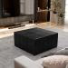 Kit 2 Puffs Decorativos Para Sala de Estar Quadrado Milano 90x90cm W01 Couríssimo Preto - Lyam Decor