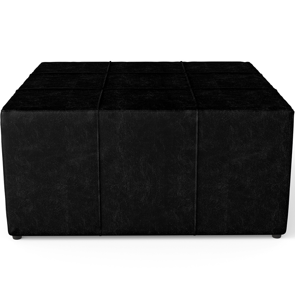 Kit 2 Puffs Decorativos Para Sala de Estar Quadrado Milano 90x90cm W01 Couríssimo Preto - Lyam Decor