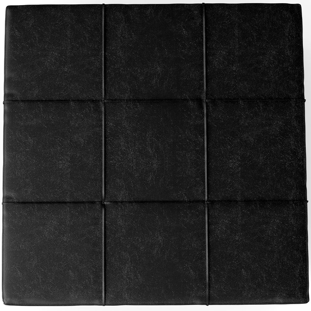 Kit 2 Puffs Decorativos Para Sala de Estar Quadrado Milano 90x90cm W01 Couríssimo Preto - Lyam Decor