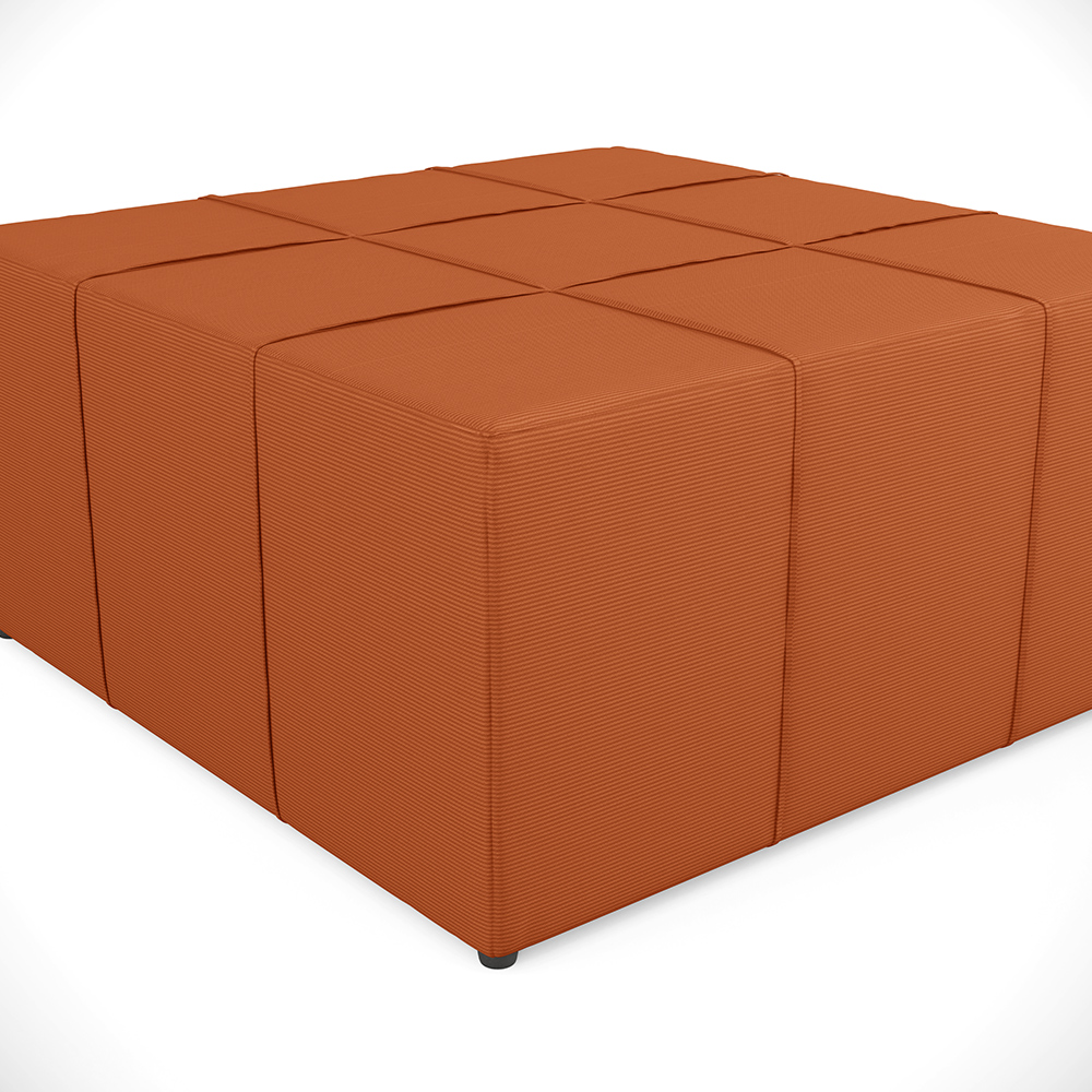 Kit 2 Puffs Decorativos Para Sala de Estar Quadrado Milano 90x90cm W01 Tecido Terracota - Lyam Decor