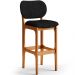 Kit 3 Banquetas Alta Bar Cozinha Sala Jantar Fixa Betta L02 Imbuia Linho Chumbo - Lyam Decor