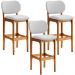 Kit 3 Banquetas Alta Bar Cozinha Sala Jantar Fixa Betta L02 Imbuia Linho Cinza - Lyam Decor