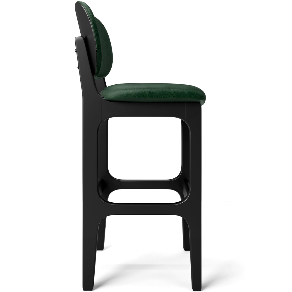 Kit 3 Banquetas Alta Bar Cozinha Sala Jantar Fixa Betta L02 Preto Facto Verde Musgo - Lyam Decor