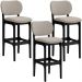 Kit 3 Banquetas Alta Bar Cozinha Sala Jantar Fixa Betta L02 Preto Linho Bege - Lyam Decor