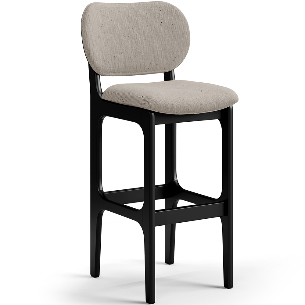Kit 3 Banquetas Alta Bar Cozinha Sala Jantar Fixa Betta L02 Preto Linho Bege - Lyam Decor