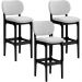 Kit 3 Banquetas Alta Bar Cozinha Sala Jantar Fixa Betta L02 Preto Linho Cinza - Lyam Decor