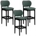 Kit 3 Banquetas Alta Bar Cozinha Sala Jantar Fixa Betta L02 Preto Linho Verde Musgo - Lyam Decor