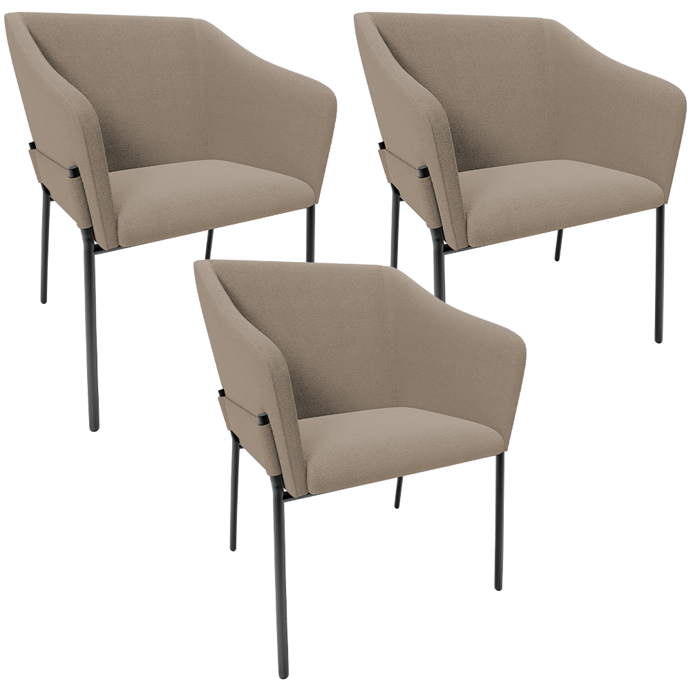 Kit 3 Cadeiras Para Sala de Jantar Estar Living Olívia L02 Bouclê Bege - Lyam Decor