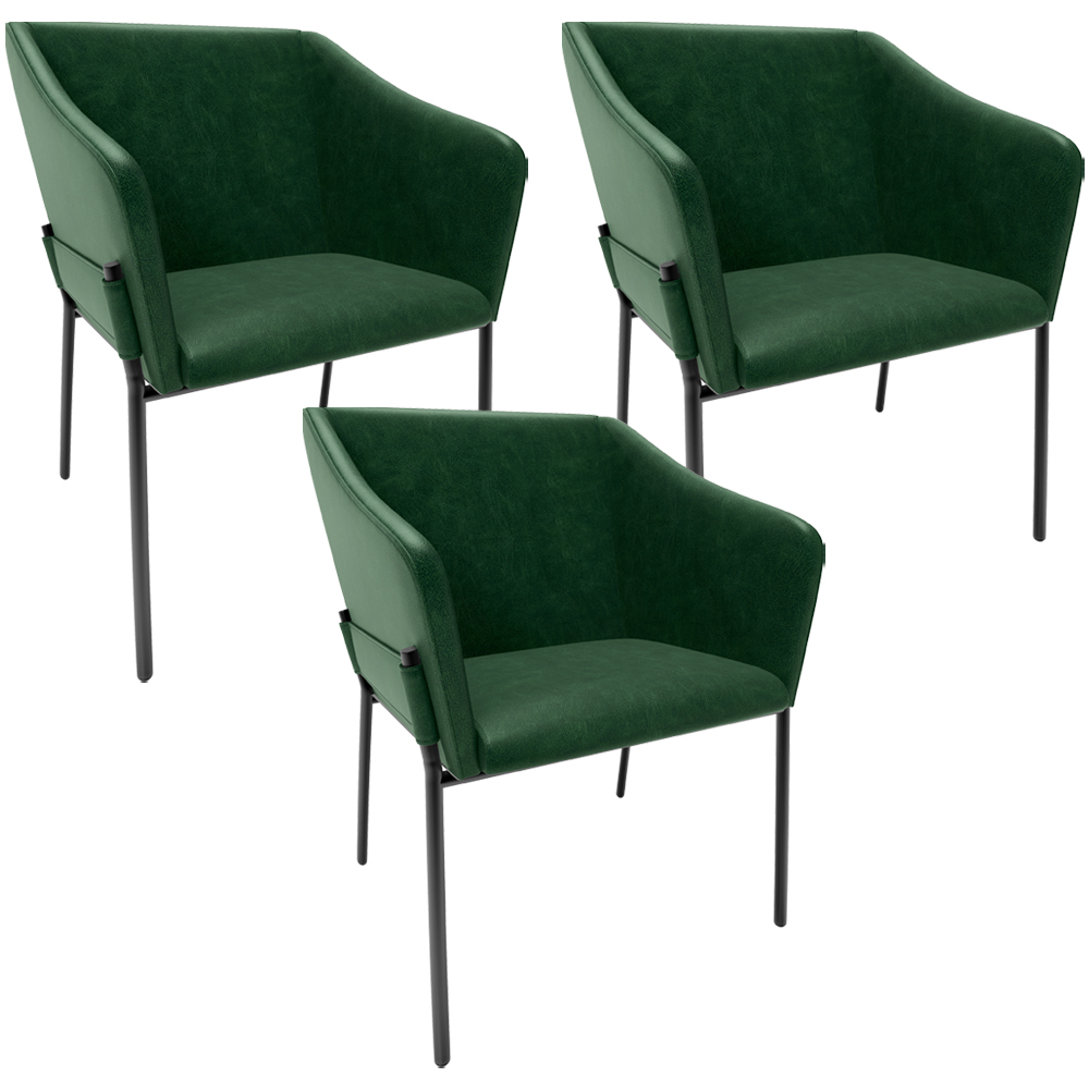 Kit 3 Cadeiras Para Sala de Jantar Estar Living Olívia L02 Couríssimo Verde - Lyam Decor
