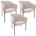 Kit 3 Cadeiras Para Sala de Jantar Estar Living Olívia L02 Suede Bege - Lyam Decor