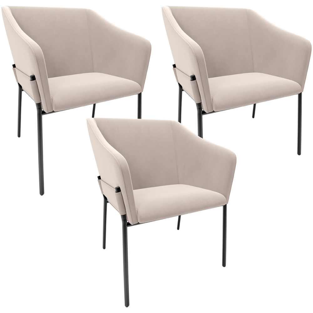 Kit 3 Cadeiras Para Sala de Jantar Estar Living Olívia L02 Suede Bege - Lyam Decor