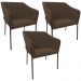 Kit 3 Cadeiras Para Sala de Jantar Estar Living Olívia L02 Suede Marrom - Lyam Decor