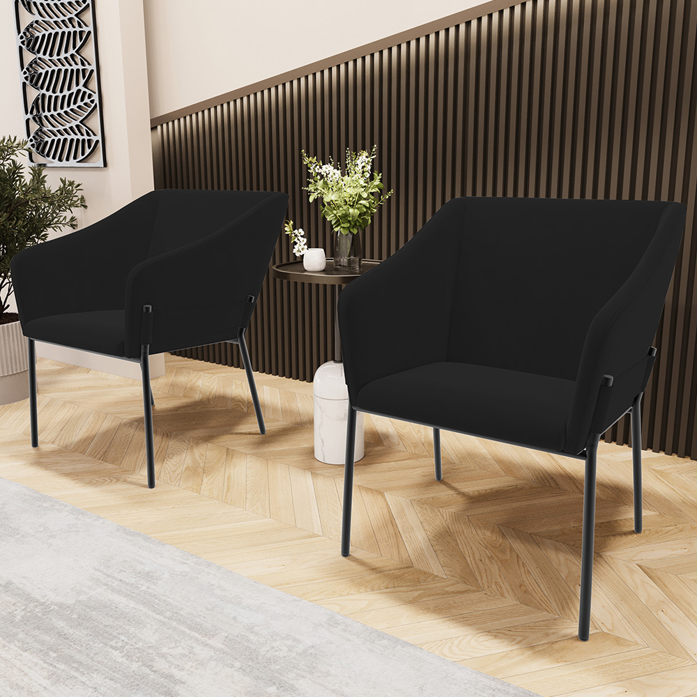 Kit 3 Cadeiras Para Sala de Jantar Estar Living Olívia L02 Suede Preto - Lyam Decor