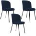 Kit 3 Cadeiras Sala de Jantar Estofada Gavi L02 Suede Azul Marinho - Lyam Decor