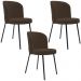 Kit 3 Cadeiras Sala de Jantar Estofada Gavi L02 Suede Marrom - Lyam Decor
