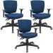 Kit 3 Cadeiras de Escritório Executiva Office Giratória Preto Baixa Flexi P03 Poliéster Azul - Lyam