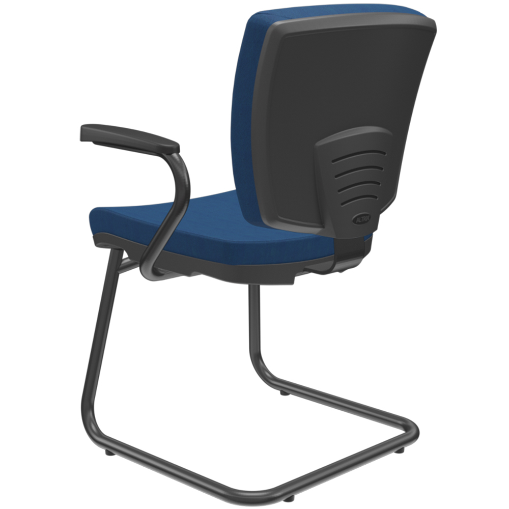 Kit 3 Cadeiras de Escritório Fixa Executiva Office Preto Slim Baixa Flexi P03 Poliéster Azul - Lyam