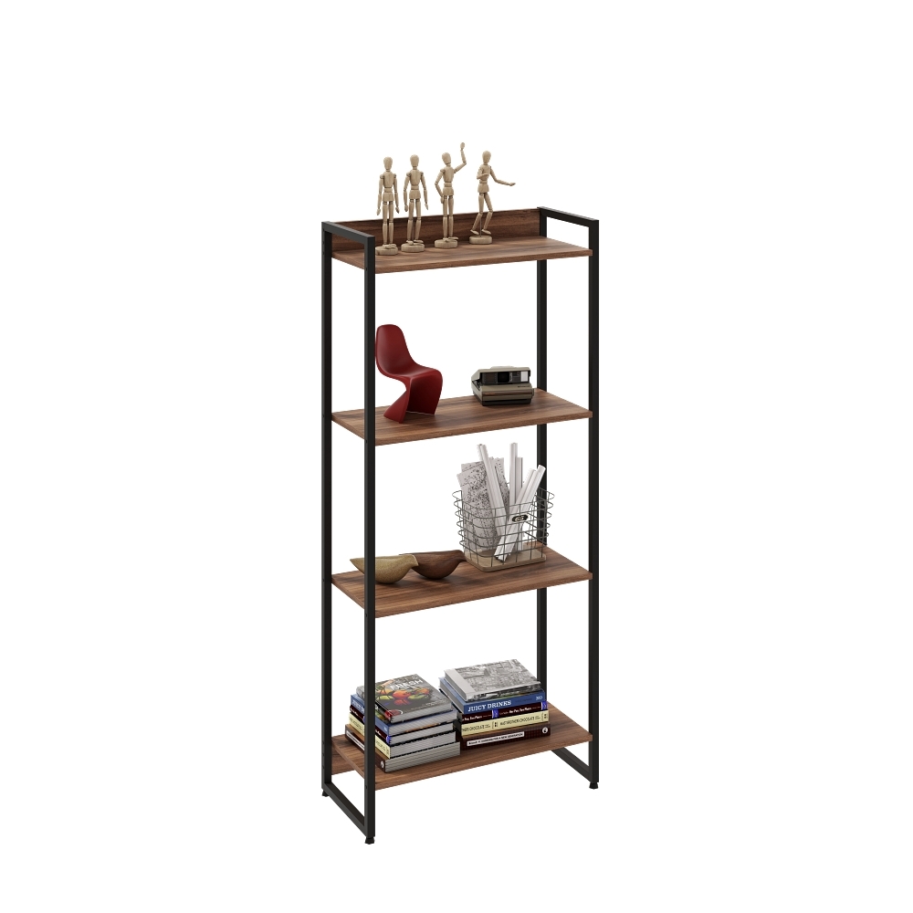 Kit 3 Estantes Multiuso Escritório Industrial 4 Prateleiras Areta 145x60cm C01 Nogal - Lyam Decor