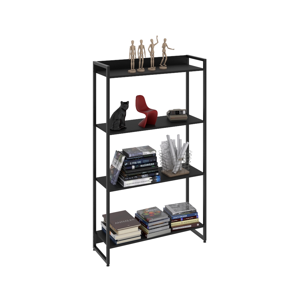 Kit 3 Estantes Multiuso Escritório Industrial 4 Prateleiras Areta 145x80cm C01 Onix - Lyam Decor
