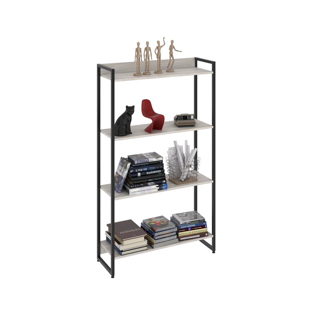 Kit 3 Estantes Multiuso Escritório Industrial 4 Prateleiras Areta 145x80cm C01 Snow - Lyam Decor