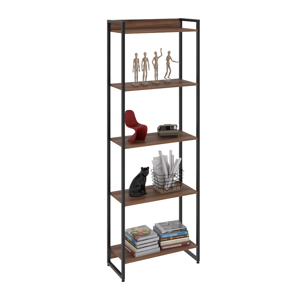 Kit 3 Estantes Multiuso Escritório Industrial 5 Prateleiras Areta 186x60cm C01 Nogal - Lyam Decor