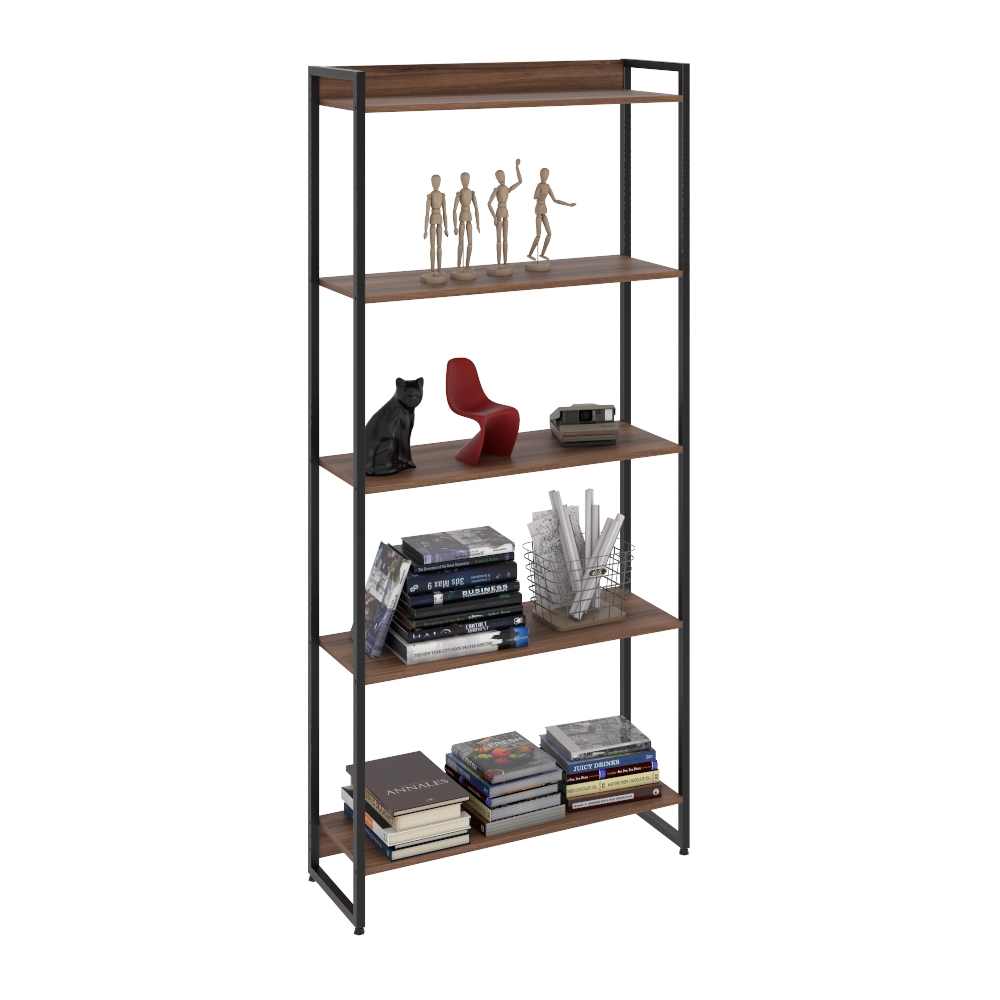 Kit 3 Estantes Multiuso Escritório Industrial 5 Prateleiras Areta 186x80cm C01 Nogal - Lyam Decor