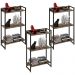 Kit 3 Estantes Multiuso Industrial 3 Prateleiras Areta 104x60cm C01 Carvalho Dark - Lyam Decor