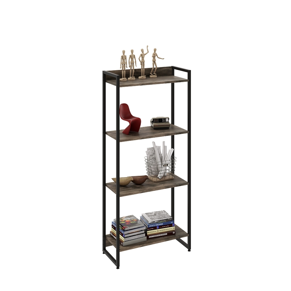 Kit 3 Estantes Multiuso Industrial 4 Prateleiras Areta 145x60cm C01 Carvalho Dark - Lyam Decor