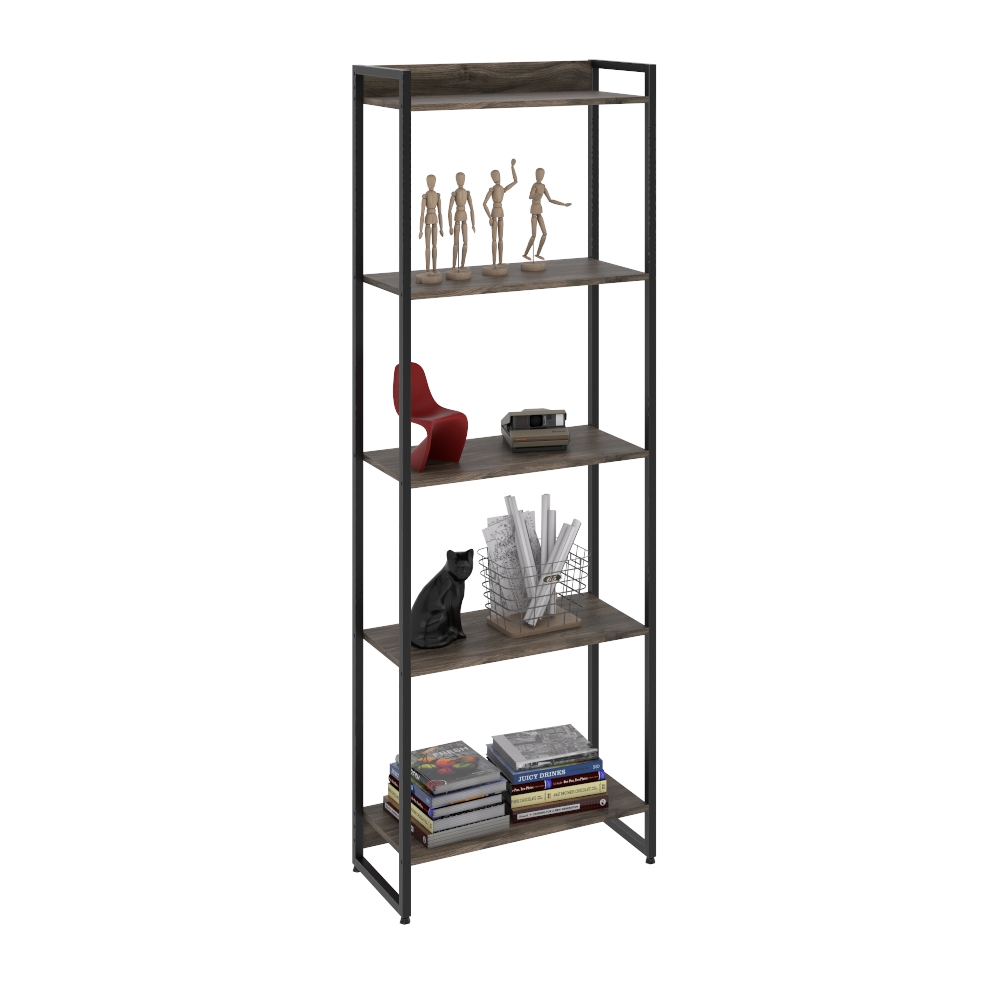 Kit 3 Estantes Multiuso Industrial 5 Prateleiras Areta 186x60cm C01 Carvalho Dark - Lyam Decor