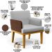 Kit 3 Poltronas Decorativa Para Sala De Estar Beatriz W01 Linho Cinza Couríssimo Marrom - Lyam Decor