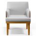 Kit 3 Poltronas Decorativa Para Sala De Estar Beatriz W01 Linho Cinza Couríssimo Marrom - Lyam Decor