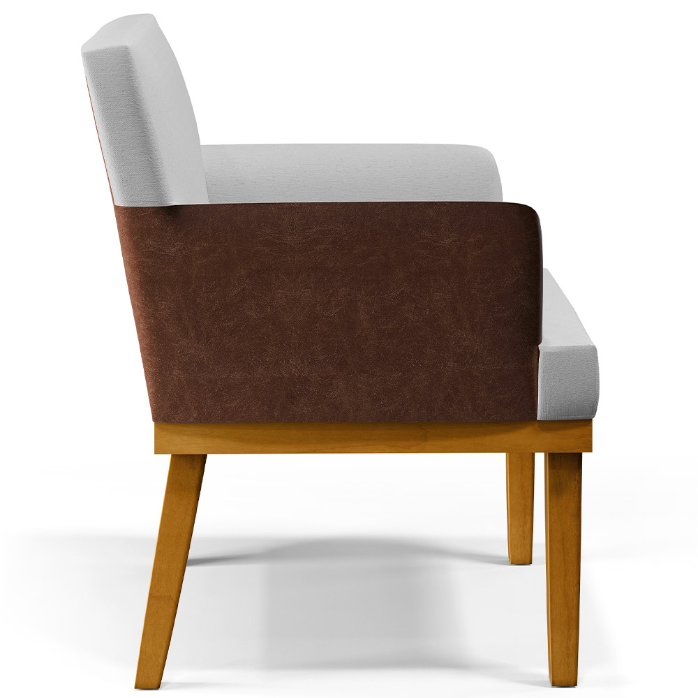 Kit 3 Poltronas Decorativa Para Sala De Estar Beatriz W01 Linho Cinza Couríssimo Marrom - Lyam Decor