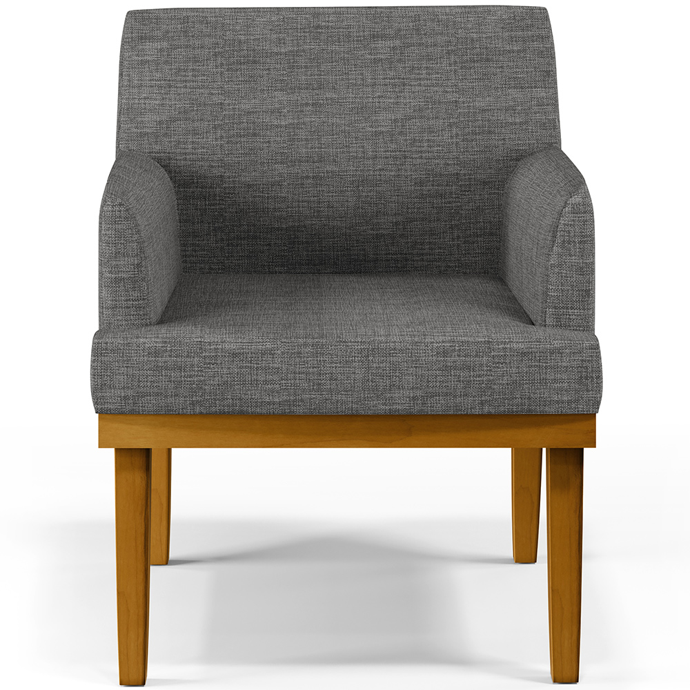 Kit 3 Poltronas Decorativas Para Sala De Estar Base Mel Beatriz W01 Linho Cinza Escuro - Lyam Decor