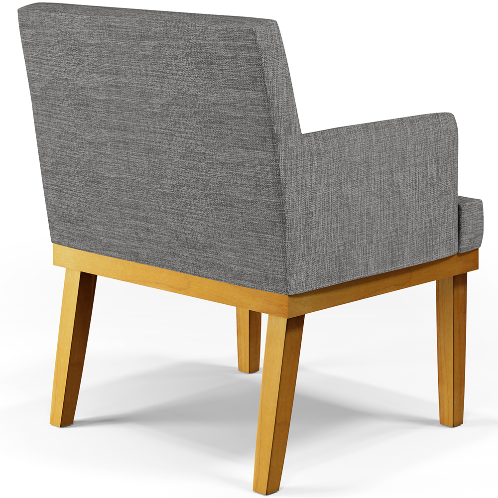 Kit 3 Poltronas Decorativas Para Sala De Estar Base Mel Beatriz W01 Linho Cinza Escuro - Lyam Decor