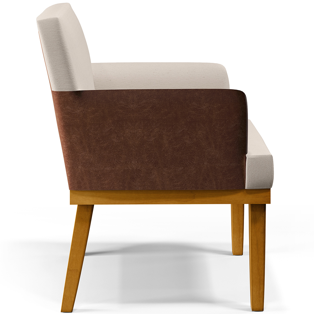 Kit 3 Poltronas Decorativas Para Sala De Estar Beatriz W01 Linho Cru Couríssimo Marrom - Lyam Decor